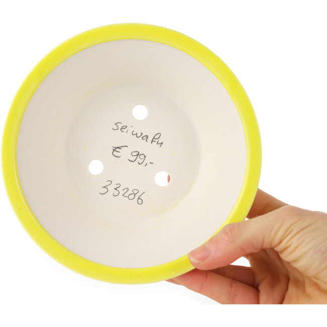 Vaso bonsai rotondo giallo di Seifu - 145 x 145 x 55 mm