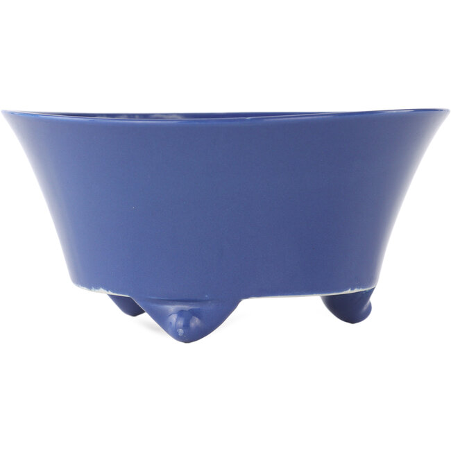 Round blue bonsai pot by Seifu - 145 x 145 x 70 mm