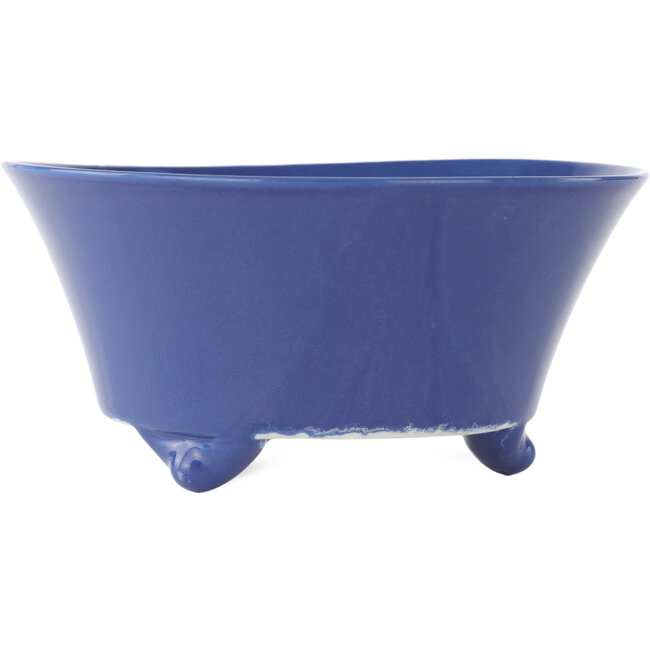 Round blue bonsai pot by Seifu - 145 x 145 x 70 mm