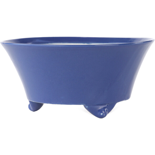 Round blue bonsai pot by Seifu - 145 x 145 x 70 mm