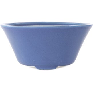 Seifu 145 mm round blue bonsai pot by Seifu, Japan