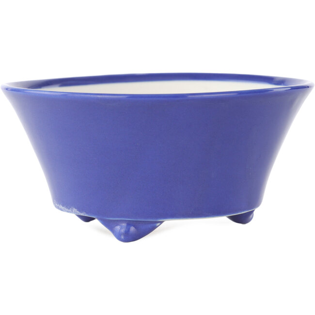 Round blue bonsai pot by Seifu - 145 x 145 x 70 mm