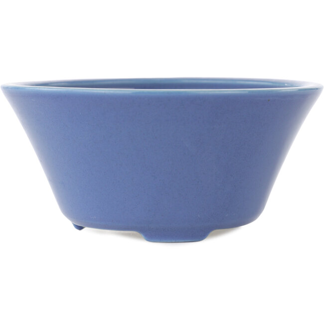 Round blue bonsai pot by Seifu - 145 x 145 x 70 mm