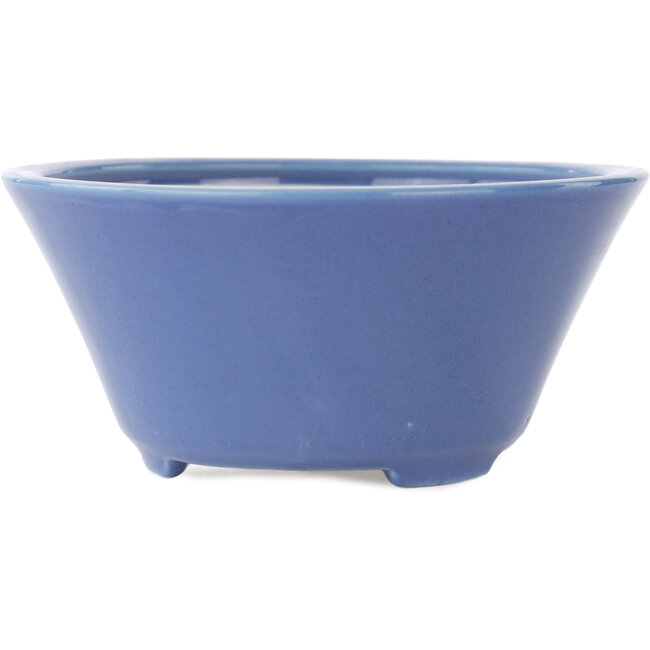 Round blue bonsai pot by Seifu - 145 x 145 x 70 mm