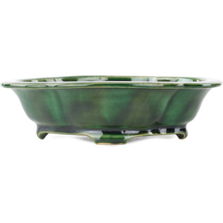 Seizan 180 mm mokko green bonsai pot by Seizan, Japan