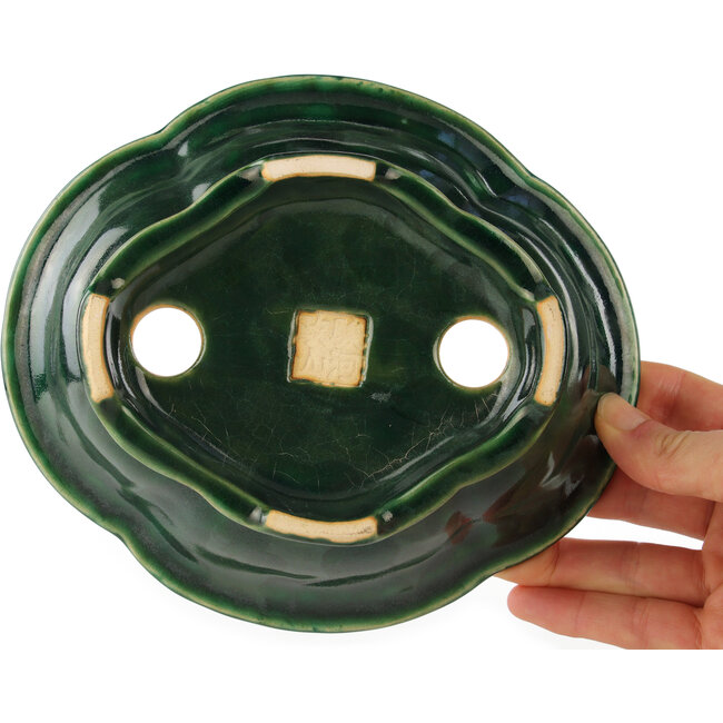 Maceta para bonsái verde Mokko de Seizan - 180 x 155 x 50 mm