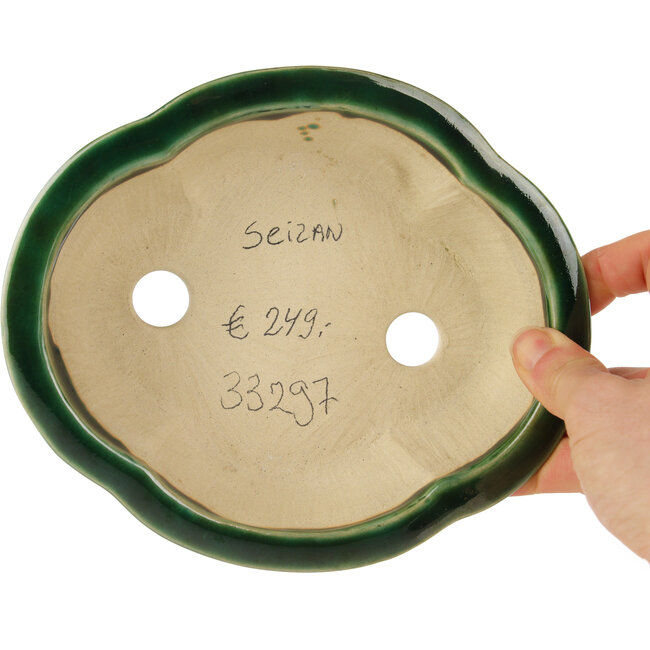 Mokko groene bonsai pot van Seizan - 180 x 155 x 50 mm