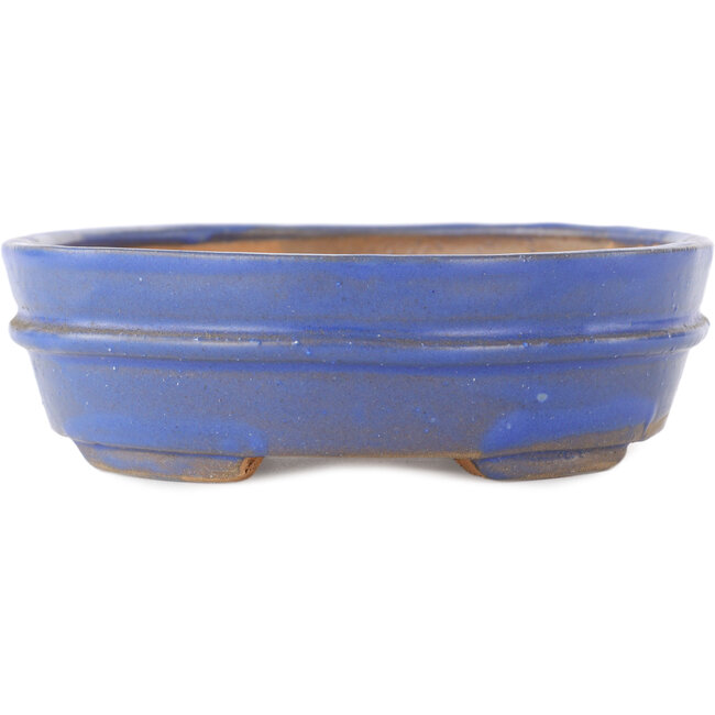Oval blue bonsai pot - 200 x 165 x 50 mm