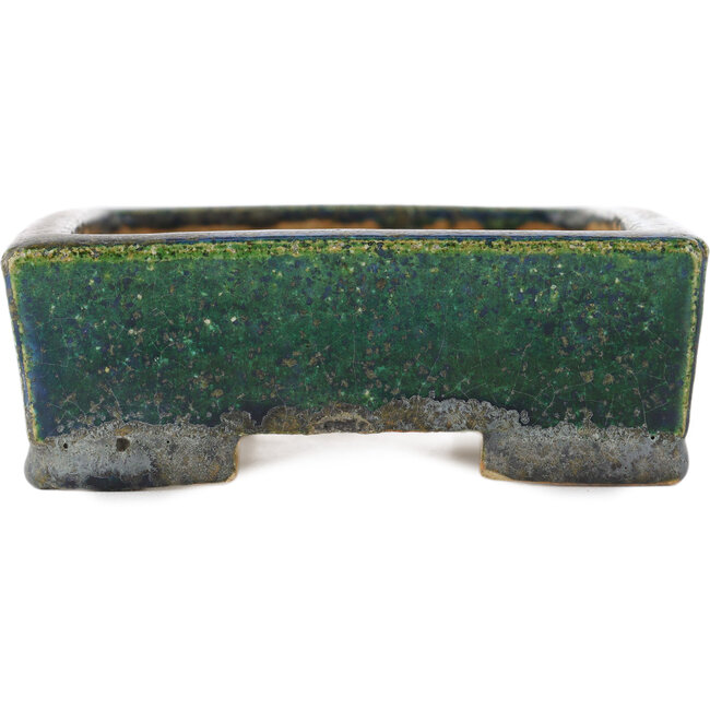 Pot à bonsaï rectangulaire vert de Koyou - 155 x 115 x 40 mm
