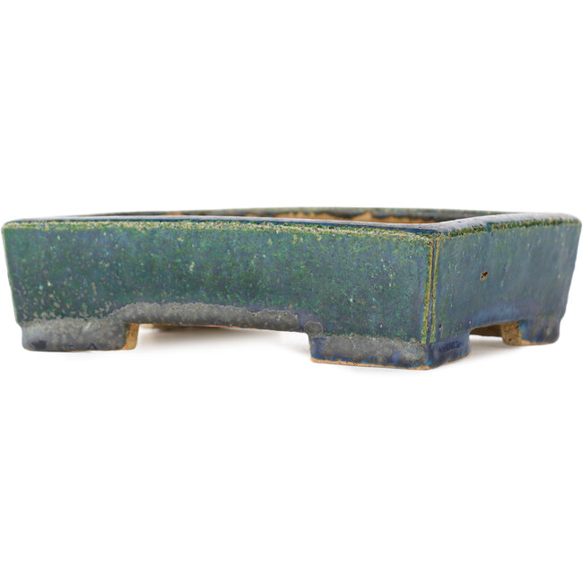 Pot à bonsaï rectangulaire vert de Koyou - 155 x 115 x 40 mm