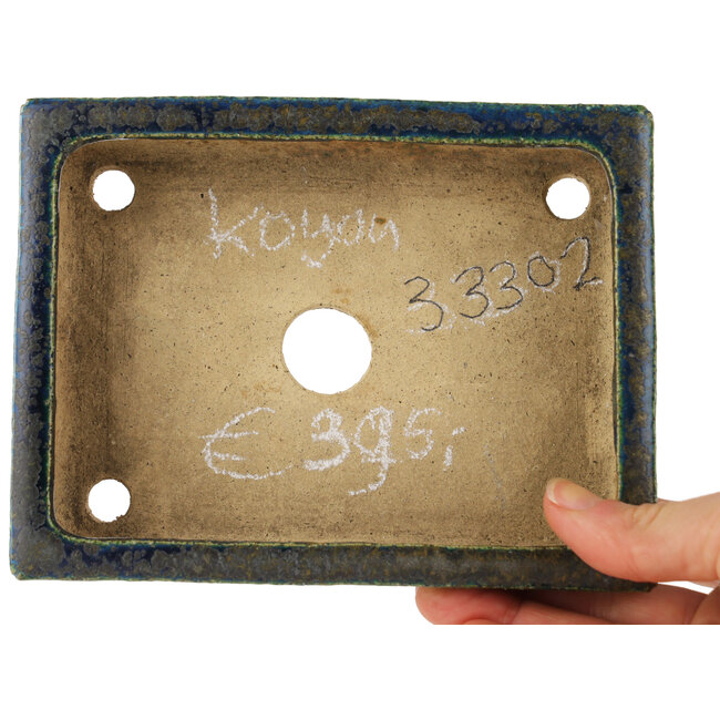 Rectangular green bonsai pot by Koyou - 155 x 115 x 40 mm