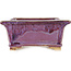 Rectangular purple bonsai pot by Keiun Fukuda - 158 x 135 x 60 mm