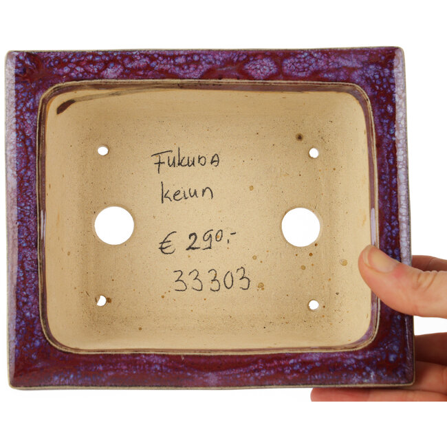 Pot à bonsaï rectangulaire violet de Keiun Fukuda - 158 x 135 x 60 mm