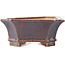 Maceta rectangular para bonsái en azul y rojo de Eime Yozan - 185 x 155 x 65 mm