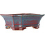 Rectangular blue and red bonsai pot by Eime Yozan - 185 x 155 x 65 mm