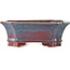 Rectangular blue and red bonsai pot by Eime Yozan - 185 x 155 x 65 mm