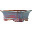 Rectangular blue and red bonsai pot by Eime Yozan - 185 x 155 x 65 mm