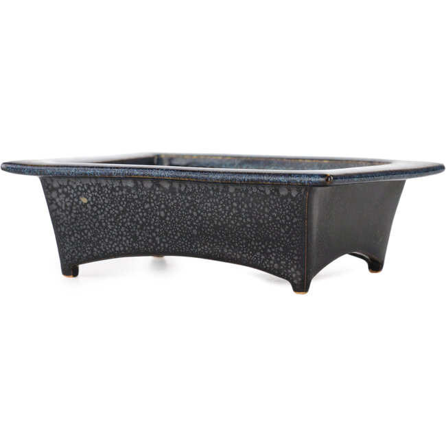 Pot à bonsaï rectangulaire noir et bleu de Fuka - 150 x 105 x 45 mm