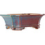 Rectangular blue and red bonsai pot by Eime Yozan - 185 x 155 x 65 mm