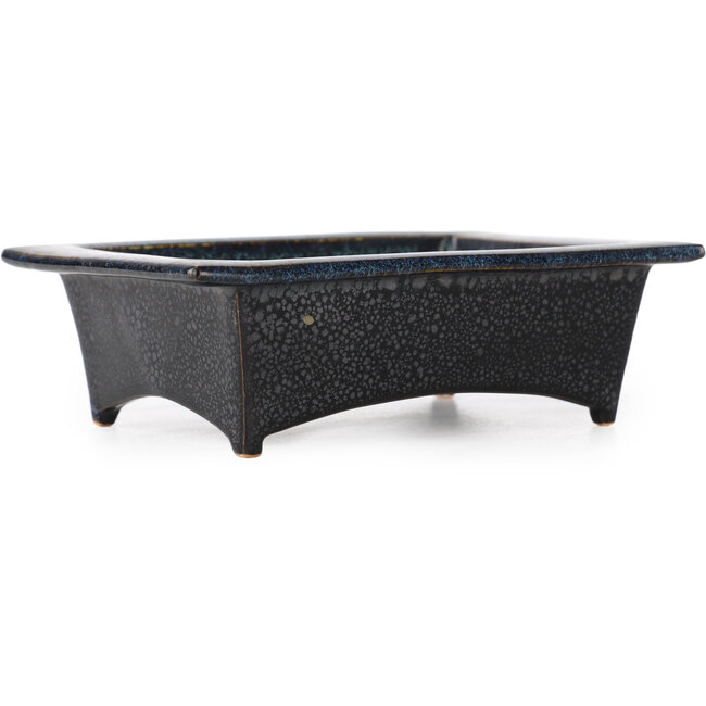 Rectangular black and blue bonsai pot by Fuka - 150 x 105 x 45 mm