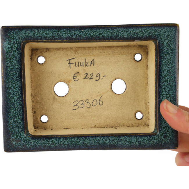 Maceta rectangular para bonsái de color negro y azul de Fuka - 150 x 105 x 45 mm