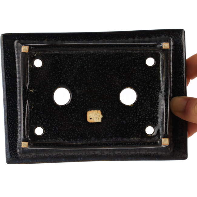 Maceta rectangular para bonsái de color negro y azul de Fuka - 150 x 105 x 45 mm