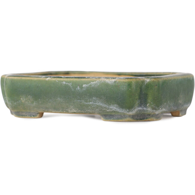 Maceta rectangular verde para bonsái de Kohshunosai - 120 x 95 x 30 mm