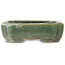 Rectangular green bonsai pot by Kohshunosai - 120 x 95 x 30 mm