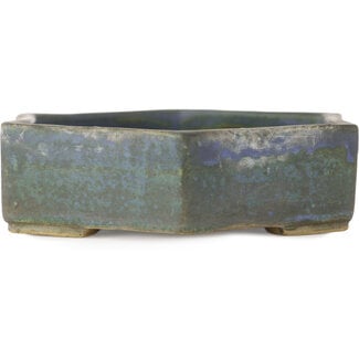 Unknown 115 mm hexagonal blue pot from Japan