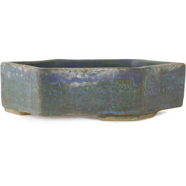 Pot à bonsaï hexagonal bleu - 115 x 115 x 35 mm