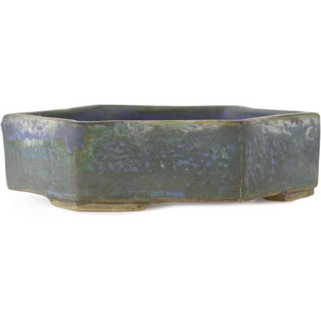 Zeshoekige blauwe bonsaipot - 115 x 115 x 35 mm