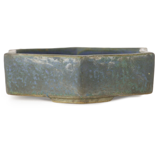 Zeshoekige blauwe bonsaipot - 115 x 115 x 35 mm