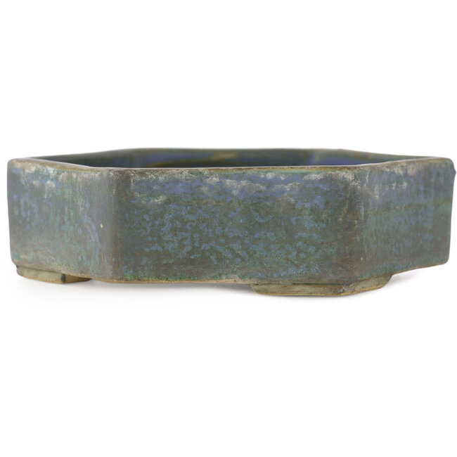 Zeshoekige blauwe bonsaipot - 115 x 115 x 35 mm
