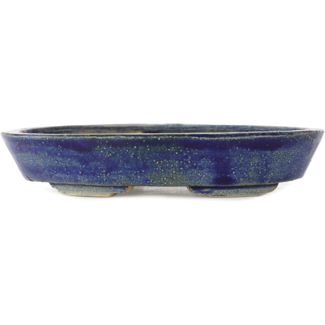 Oval blue bonsai pot - 170 x 130 x 30 mm