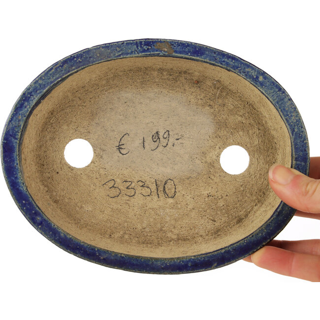 Oval blue bonsai pot - 170 x 130 x 30 mm