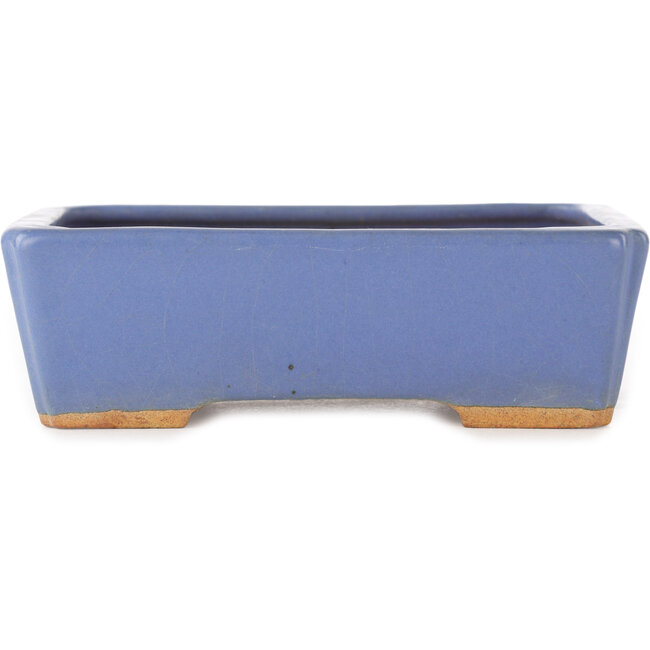 Rectangular blue bonsai pot by Hattori - 160 x 115 x 50 mm