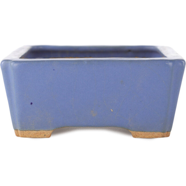 Rectangular blue bonsai pot by Hattori - 160 x 115 x 50 mm