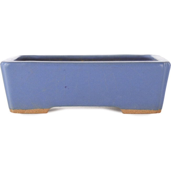 Rectangular blue bonsai pot by Hattori - 160 x 115 x 50 mm