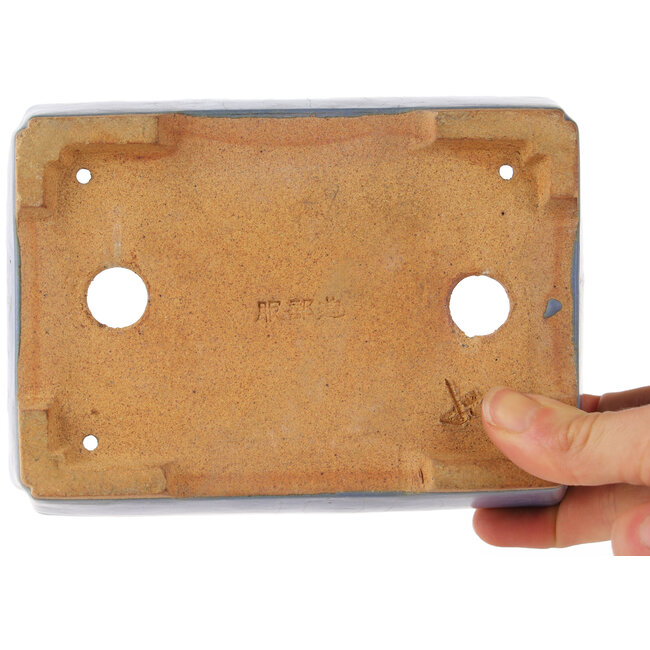 Maceta rectangular azul para bonsái de Hattori - 160 x 115 x 50 mm