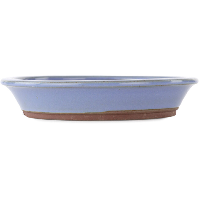Round blue bonsai pot by Yamaaki - 195 x 195 x 40 mm
