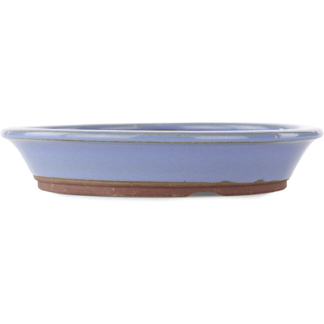 Round blue bonsai pot by Yamaaki - 195 x 195 x 40 mm