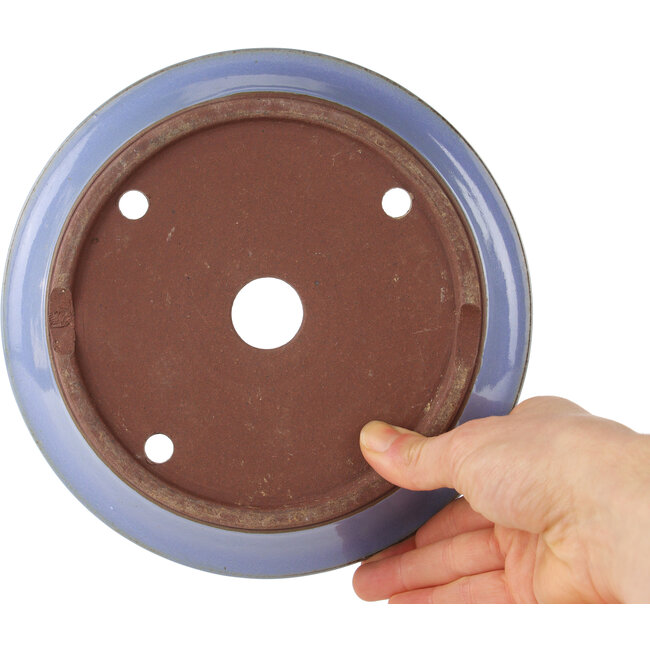 Pot à bonsaï rond bleu de Yamaaki - 195 x 195 x 40 mm