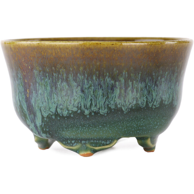 Maceta redonda verde y marrón para bonsái de Fuka - 80 x 80 x 48 mm