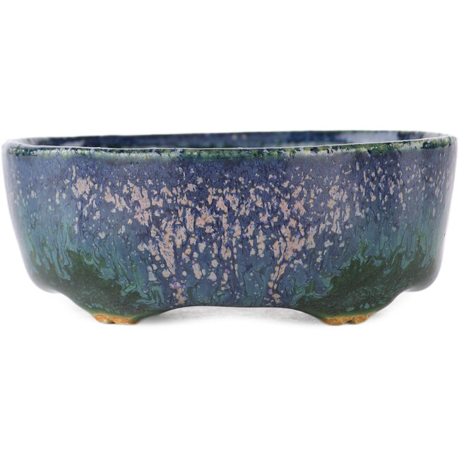 Oval blue multicolor bonsai pot by Fuka - 70 x 60 x 28 mm