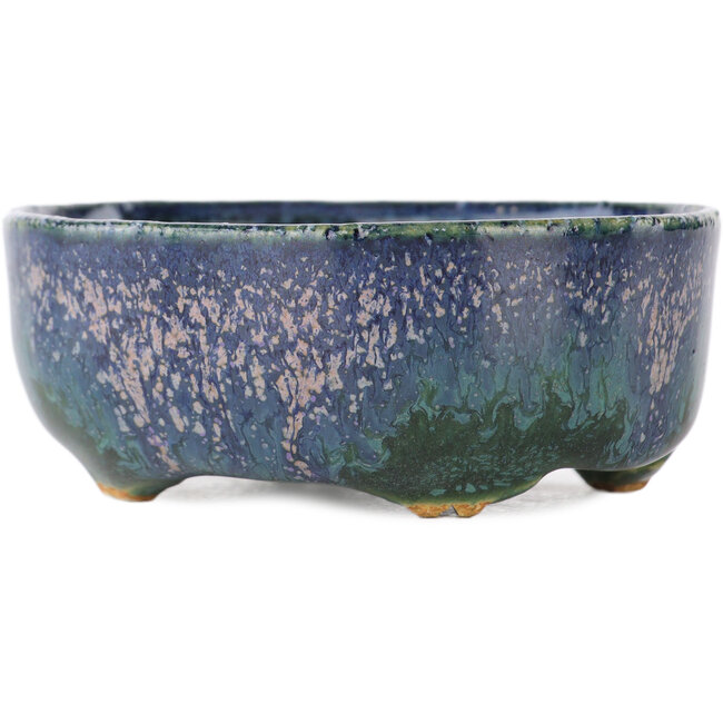 Ovale blauwe multicolor bonsai pot van Fuka - 70 x 60 x 28 mm