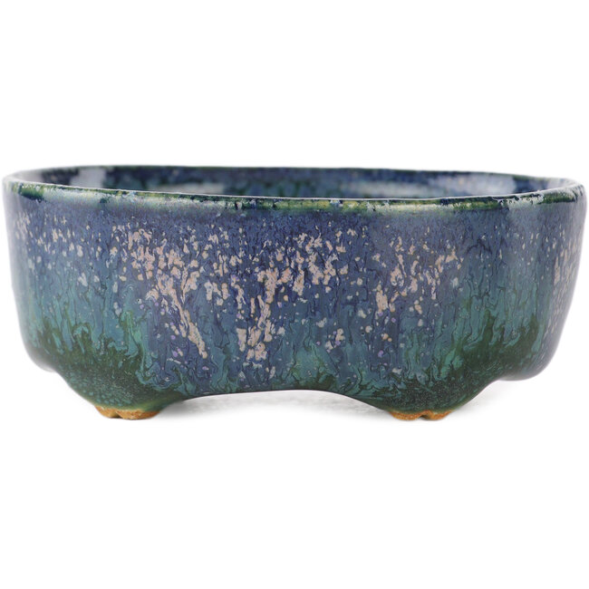 Pot à bonsaï ovale multicolore bleu de Fuka - 70 x 60 x 28 mm