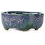 Oval blue multicolor bonsai pot by Fuka - 70 x 60 x 28 mm