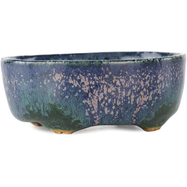 Ovale blauwe multicolor bonsai pot van Fuka - 70 x 60 x 28 mm