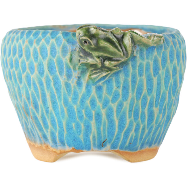 Maceta redonda azul para bonsái de Masashi Furumoto - 80 x 85 x 60 mm