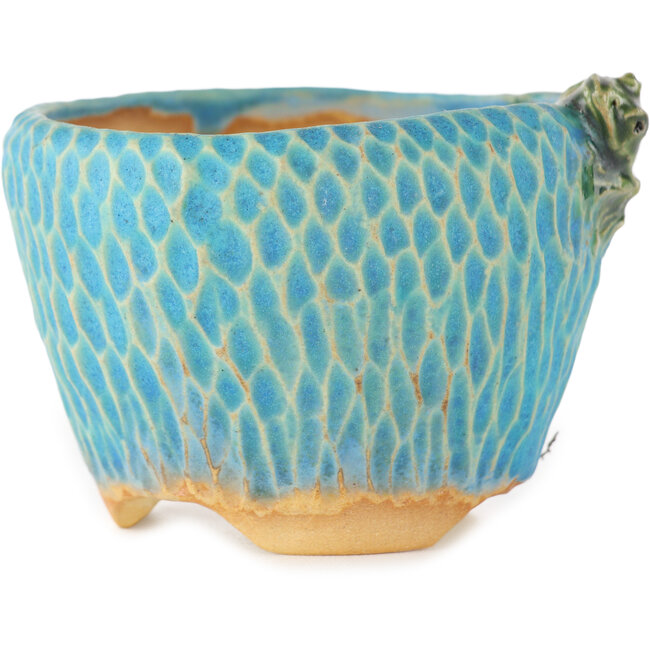 Pot à bonsaï rond bleu par Masashi Furumoto - 80 x 85 x 60 mm